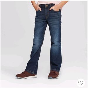 Boy's  Stretch Bootcut Fit Jeans Cat & Jack Dark Blue 10 Husky